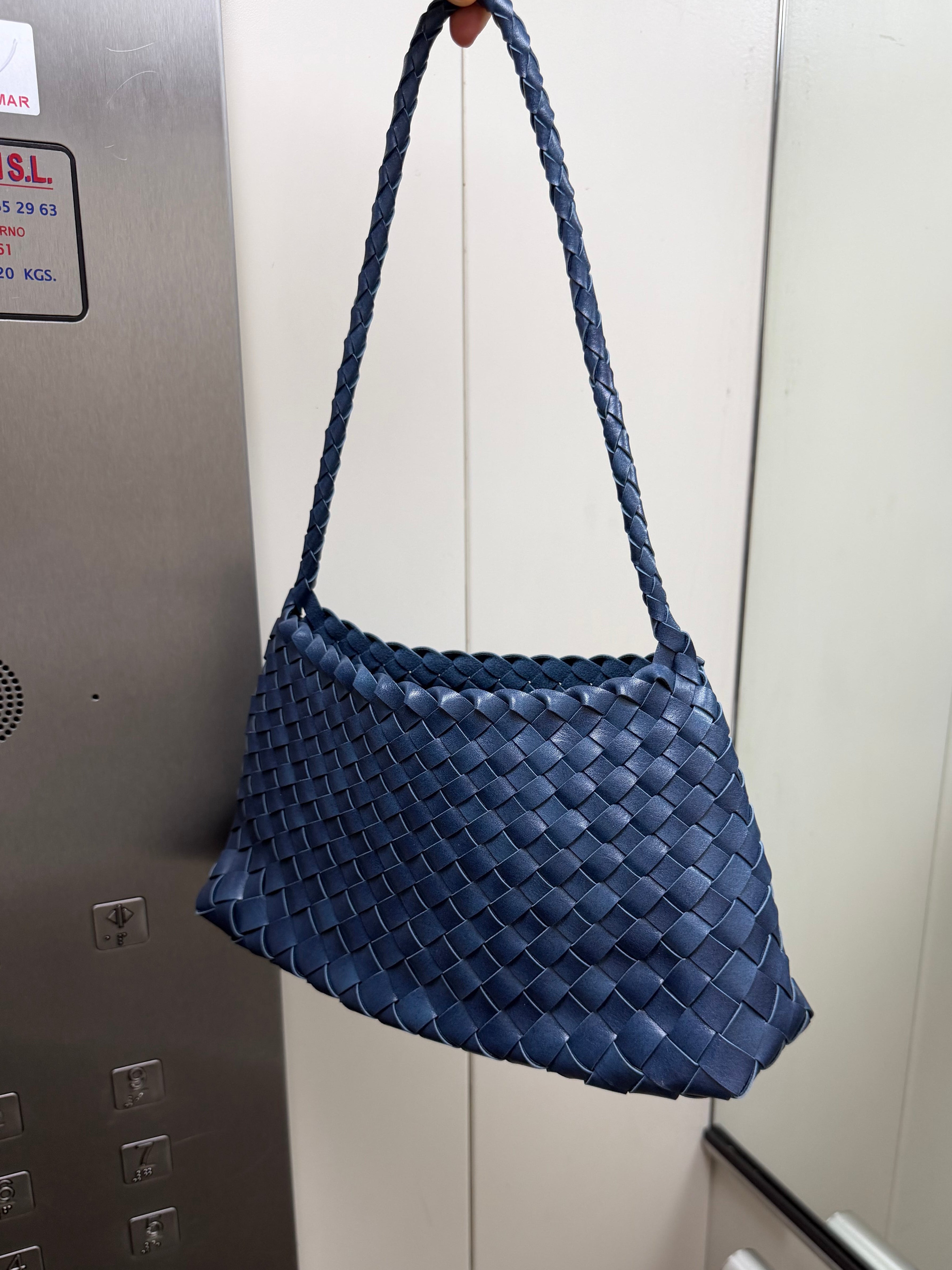 Bolso mediado trenzado piel - Indigo