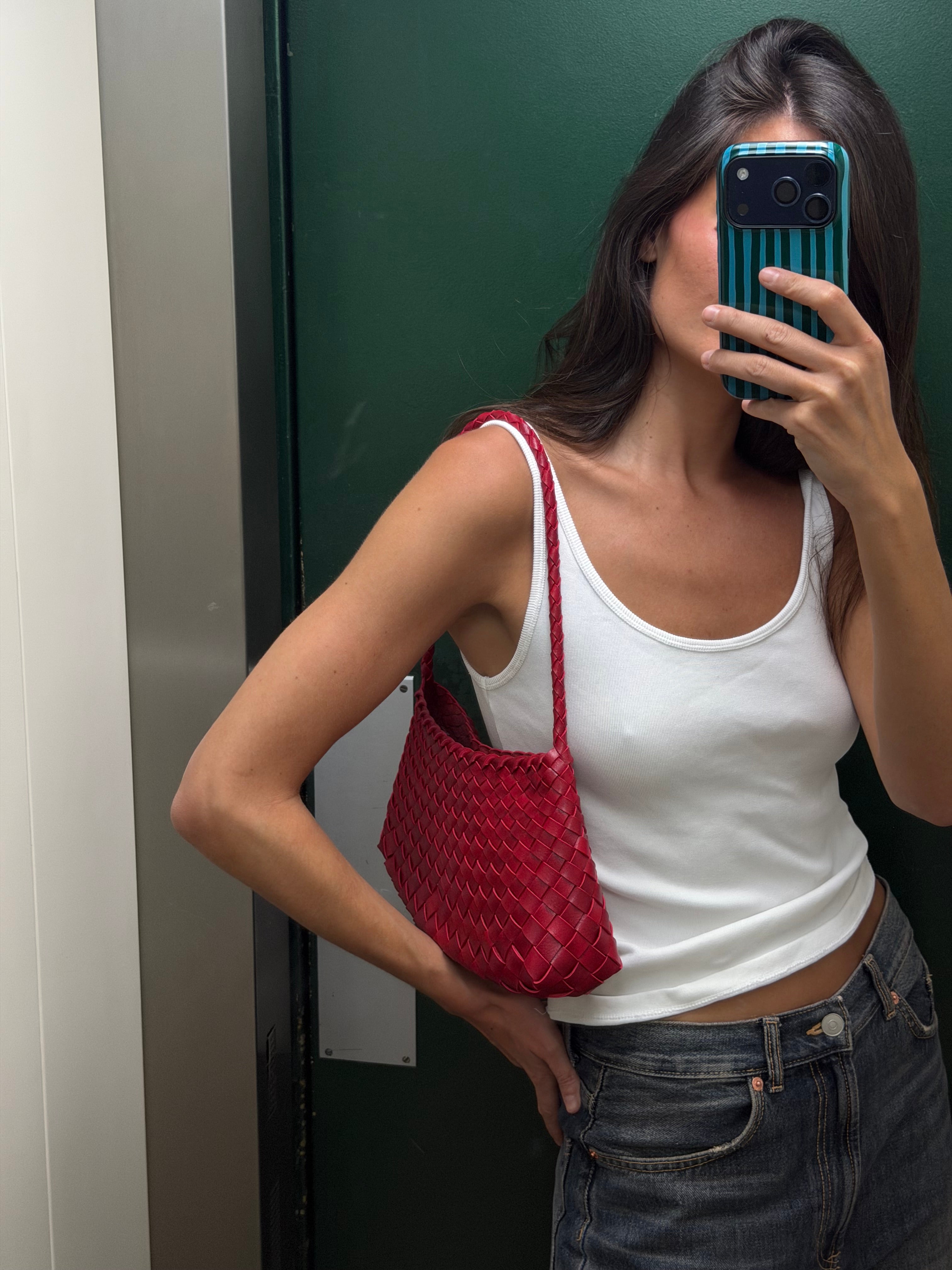 Bolso mediado trenzado piel - Scarlet