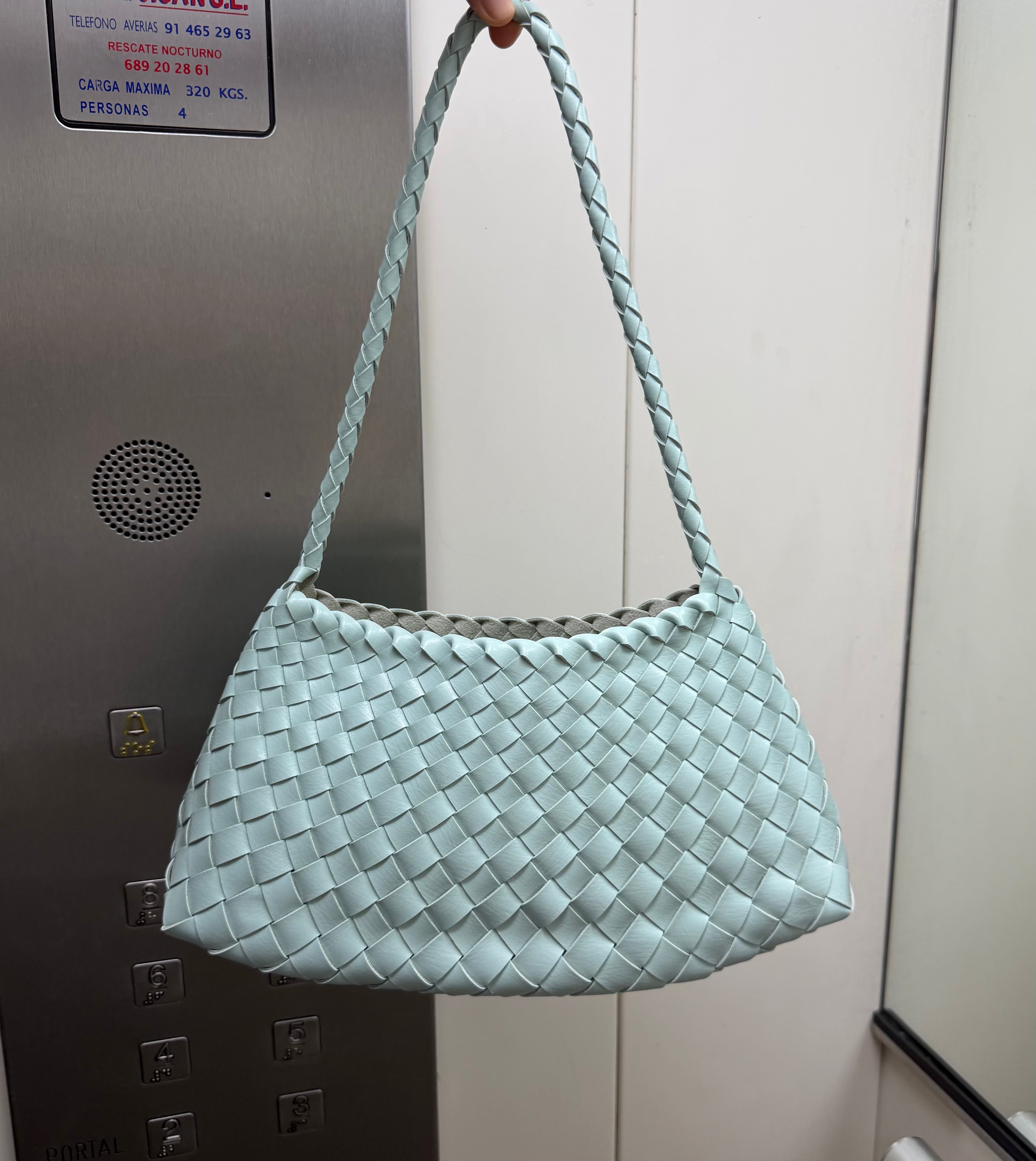 Bolso mediado trenzado piel - Mint