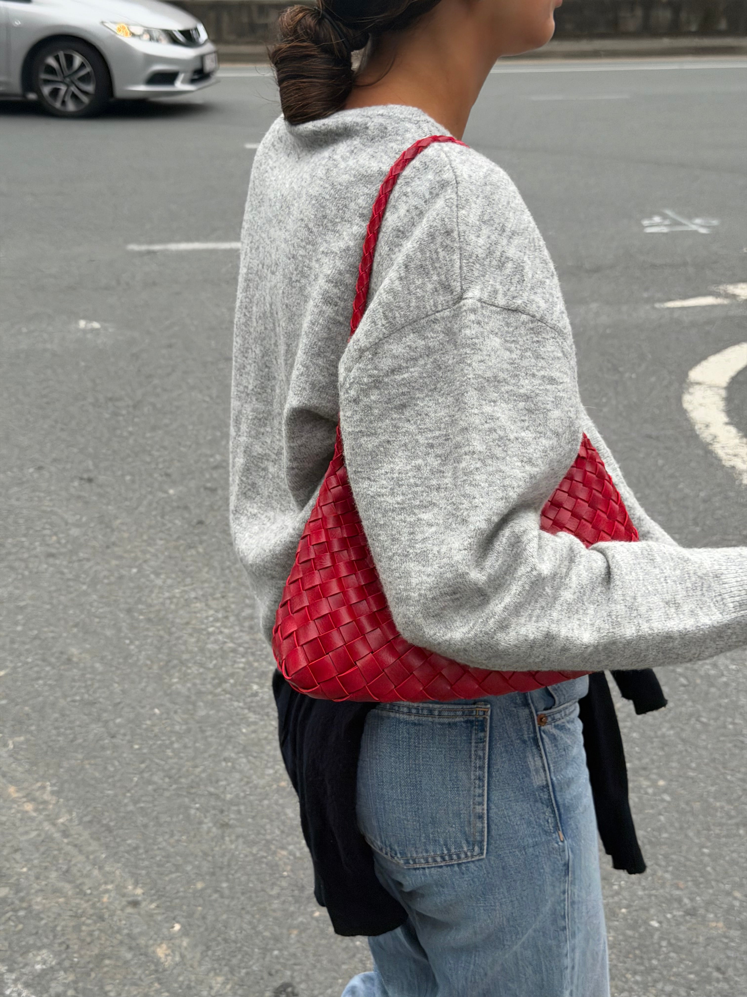 Bolso mediado trenzado piel - Scarlet