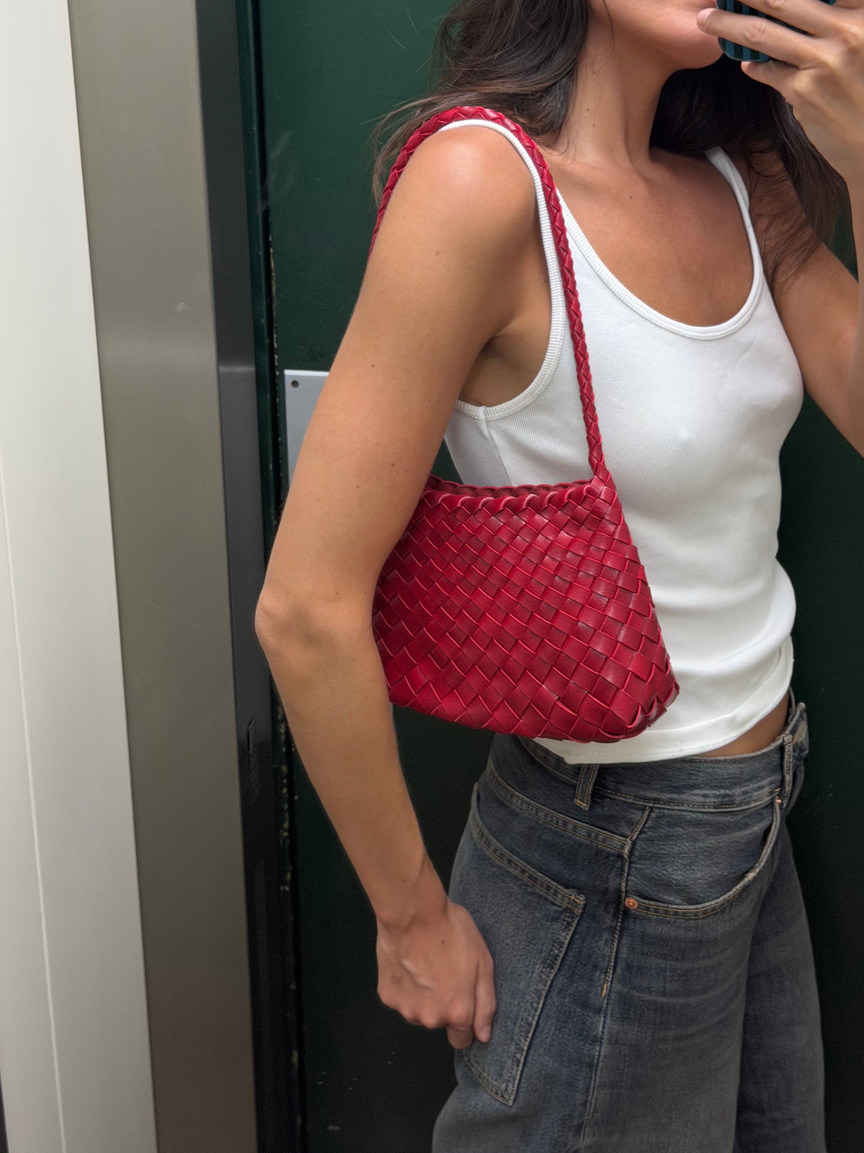 Bolso mediado trenzado piel - Scarlet