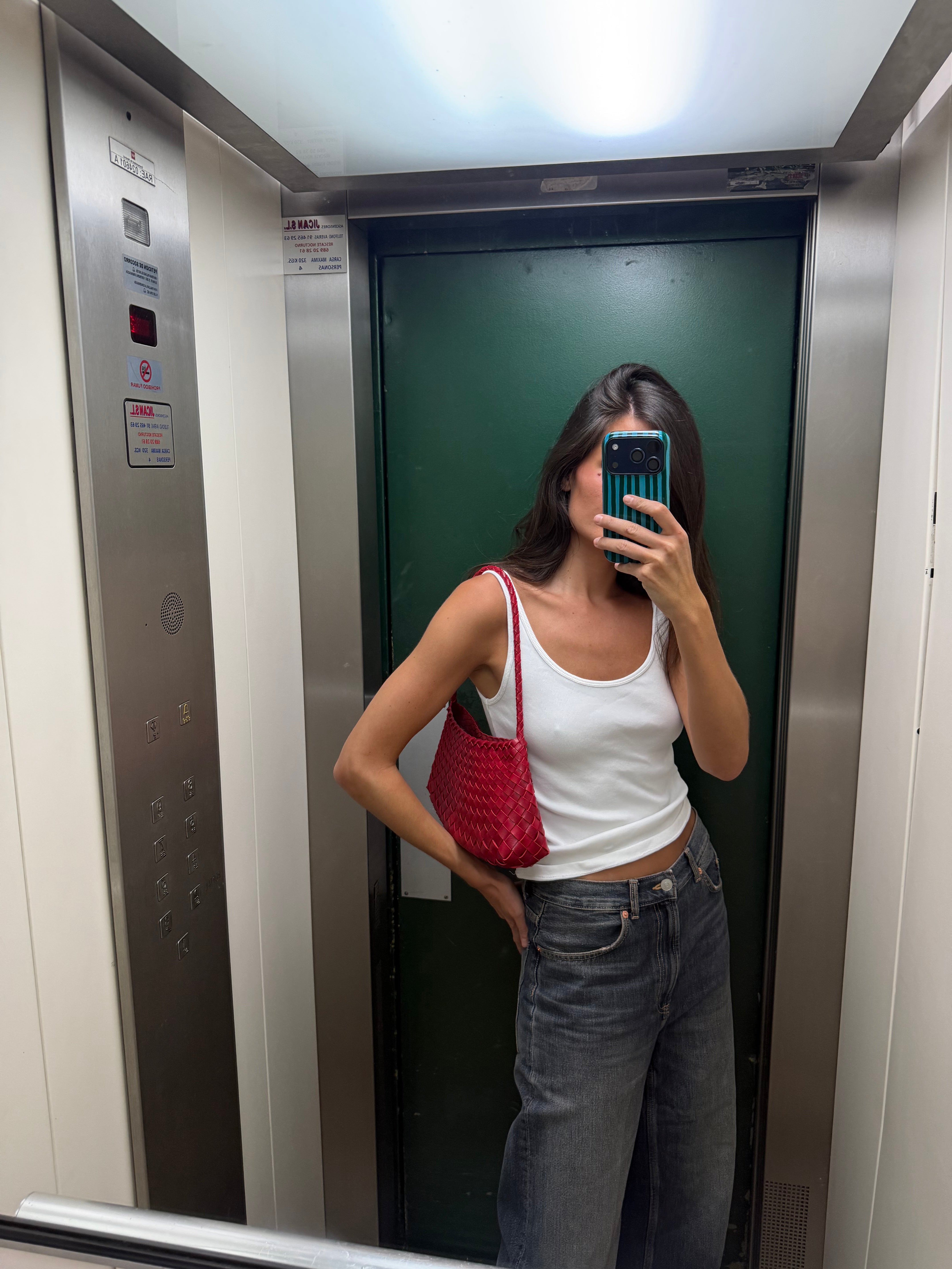 Bolso mediado trenzado piel - Scarlet